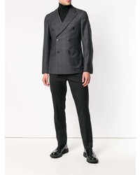 Blazer croisé à carreaux gris foncé Prada