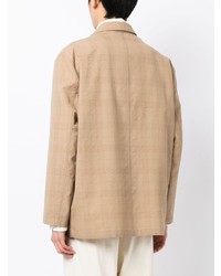 Blazer croisé à carreaux marron clair Lemaire