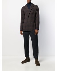 Blazer croisé à carreaux marron foncé Lardini