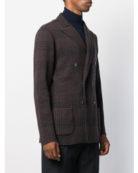 Blazer croisé à carreaux marron foncé Lardini