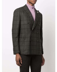 Blazer croisé à carreaux vert foncé Lardini