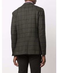 Blazer croisé à carreaux vert foncé Lardini