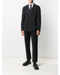 Blazer croisé à chevrons noir Lardini