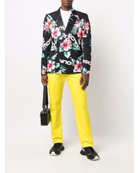 Blazer croisé à fleurs noir Moschino