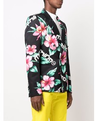 Blazer croisé à fleurs noir Moschino