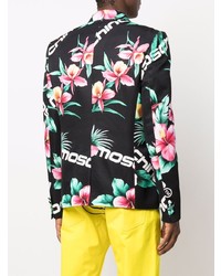 Blazer croisé à fleurs noir Moschino