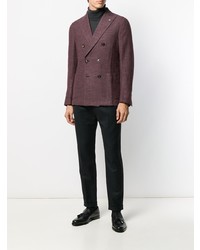 Blazer croisé à motif zigzag bordeaux Lardini