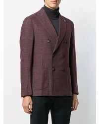 Blazer croisé à motif zigzag bordeaux Lardini