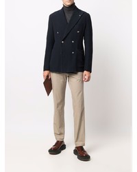 Blazer croisé à rayures verticales bleu marine Tagliatore