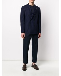 Blazer croisé à rayures verticales bleu marine Lardini