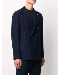 Blazer croisé à rayures verticales bleu marine Lardini