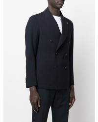 Blazer croisé à rayures verticales bleu marine Tagliatore