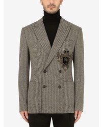 Blazer croisé à rayures verticales gris Dolce & Gabbana