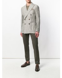 Blazer croisé à rayures verticales gris Doppiaa