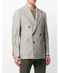 Blazer croisé à rayures verticales gris Doppiaa