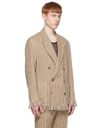 Blazer croisé à rayures verticales marron clair Cmmn Swdn