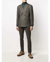 Blazer croisé à rayures verticales marron foncé Lardini