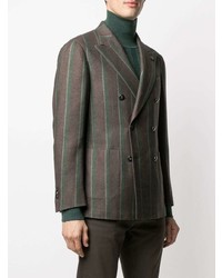 Blazer croisé à rayures verticales marron foncé Lardini