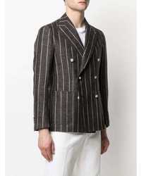 Blazer croisé à rayures verticales marron foncé Tagliatore