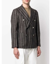 Blazer croisé à rayures verticales marron foncé Tagliatore