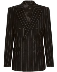 Blazer croisé à rayures verticales noir Dolce & Gabbana