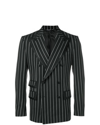 Blazer croisé à rayures verticales noir Dolce & Gabbana