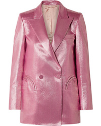 Blazer croisé à rayures verticales rose