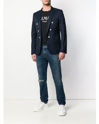 Blazer croisé bleu marine Balmain