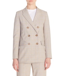 Blazer croisé écossais beige