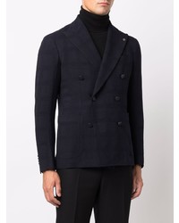 Blazer croisé écossais bleu marine Tagliatore