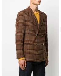 Blazer croisé écossais marron Nanushka