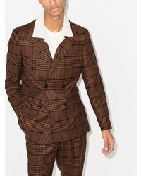 Blazer croisé écossais marron Nanushka