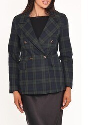 Blazer croisé écossais vert foncé