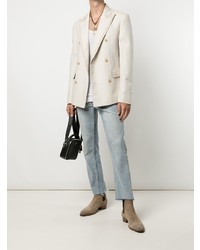 Blazer croisé en coton beige Amiri