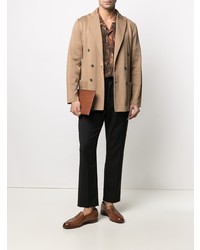 Blazer croisé en coton marron clair Lardini