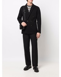 Blazer croisé en coton noir Lardini