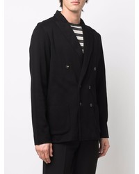 Blazer croisé en coton noir Lardini