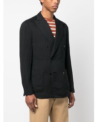 Blazer croisé en coton noir Boglioli