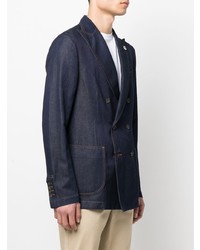 Blazer croisé en denim bleu marine Lardini