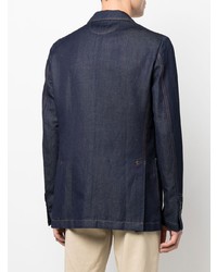 Blazer croisé en denim bleu marine Lardini