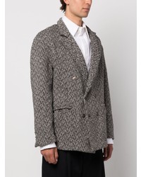 Blazer croisé en laine à chevrons noir Greg Lauren