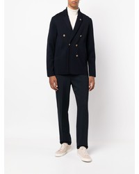 Blazer croisé en laine bleu marine Lardini