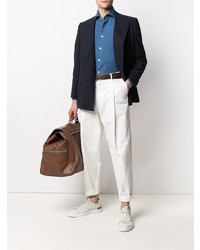 Blazer croisé en laine bleu marine Kiton