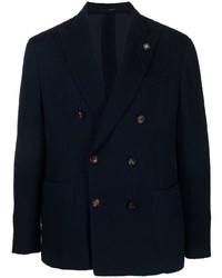 Blazer croisé en laine bleu marine Lardini