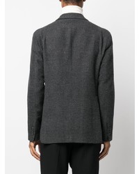 Blazer croisé en laine écossais gris foncé Tagliatore