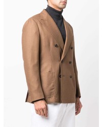 Blazer croisé en laine marron clair Bagnoli Sartoria Napoli