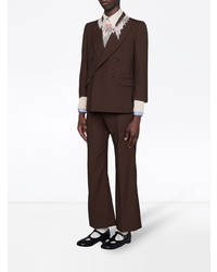 Blazer croisé en laine marron foncé Gucci
