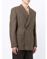 Blazer croisé en laine marron Lemaire