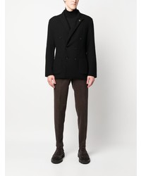 Blazer croisé en laine noir Lardini