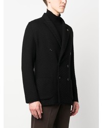 Blazer croisé en laine noir Lardini